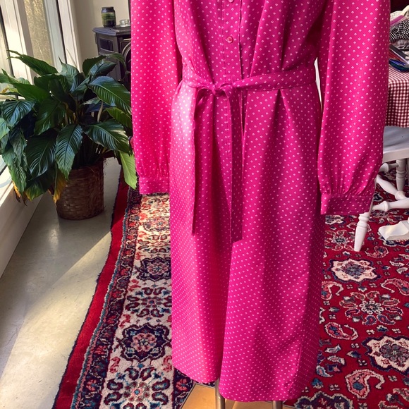 Vintage 1970s Schrader Sport  geometric Dot shirt Dress 14 16 - Picture 2 of 13